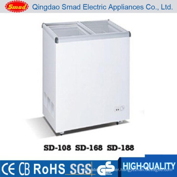 100L glass door mini ice cream chest freezer